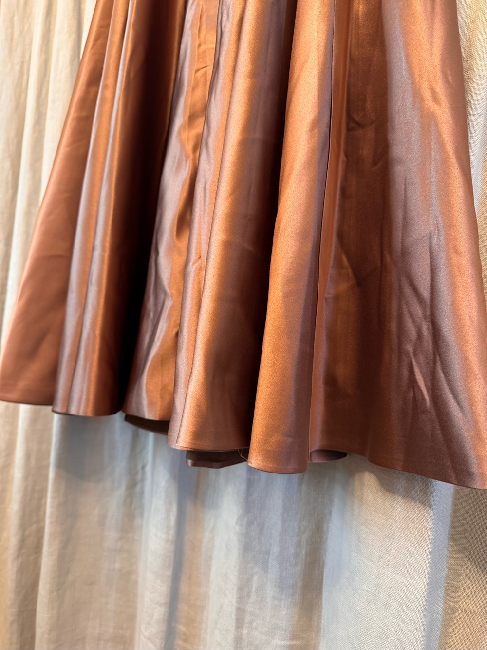 NEW Xuzey Brown Satin One Shoulder Formal Wedding Guest Midi Dress - Size 8 - Picture 5 of 8